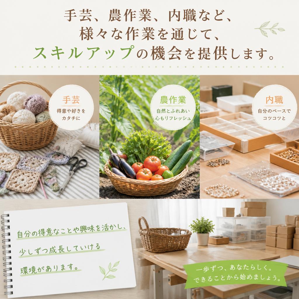 多様な作業とスキルアップの機会